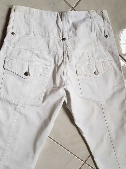 spodnie damskie  dziewczęce rybaczki kieszonki białe letnie