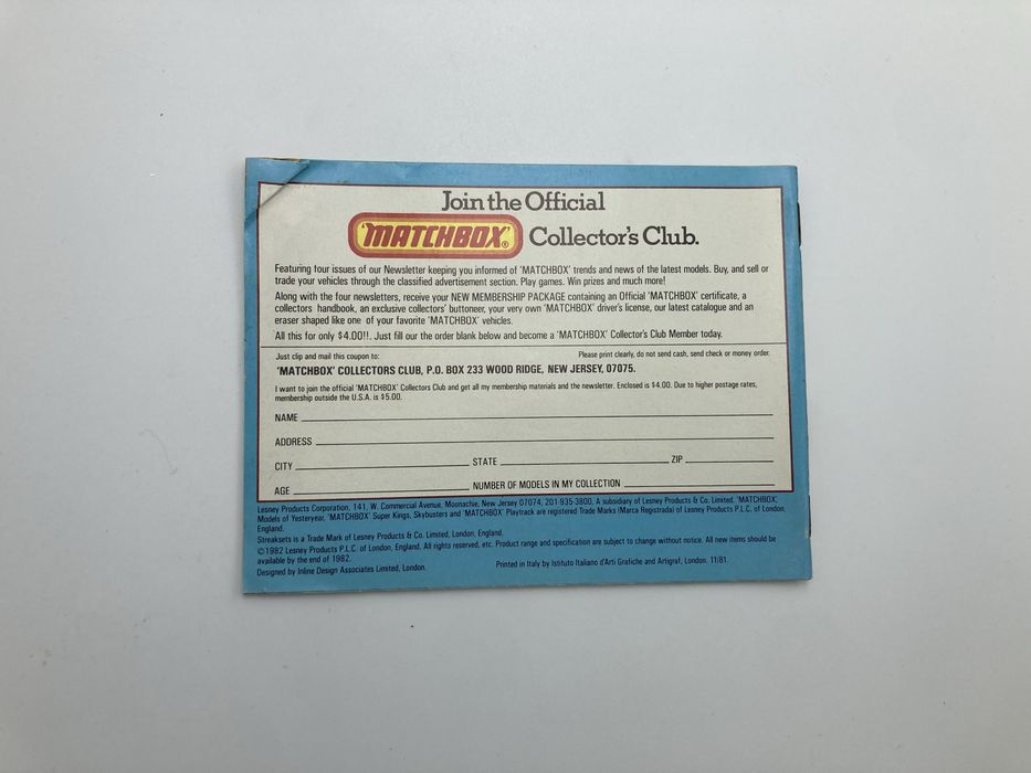 Katalog Matchbox 1982 / 1983