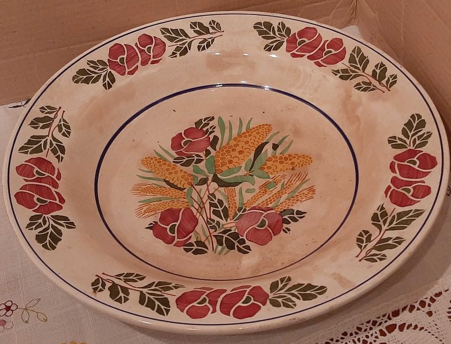 Prato antigo grande com 32,5 cm de diâmetro loiça Sacavém