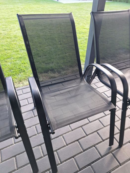 Krzesło metalowe ogrodowe czarne x4