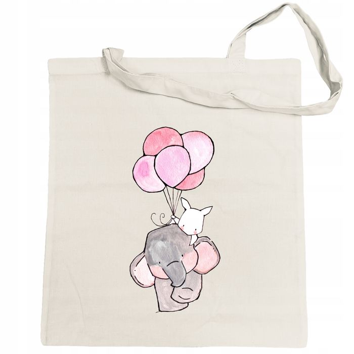 walentynki torba na zakupy nadruk słonik balony