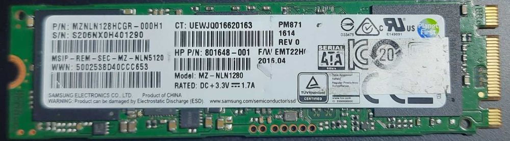 SSD 128GB Samsung M2 sata 2280
