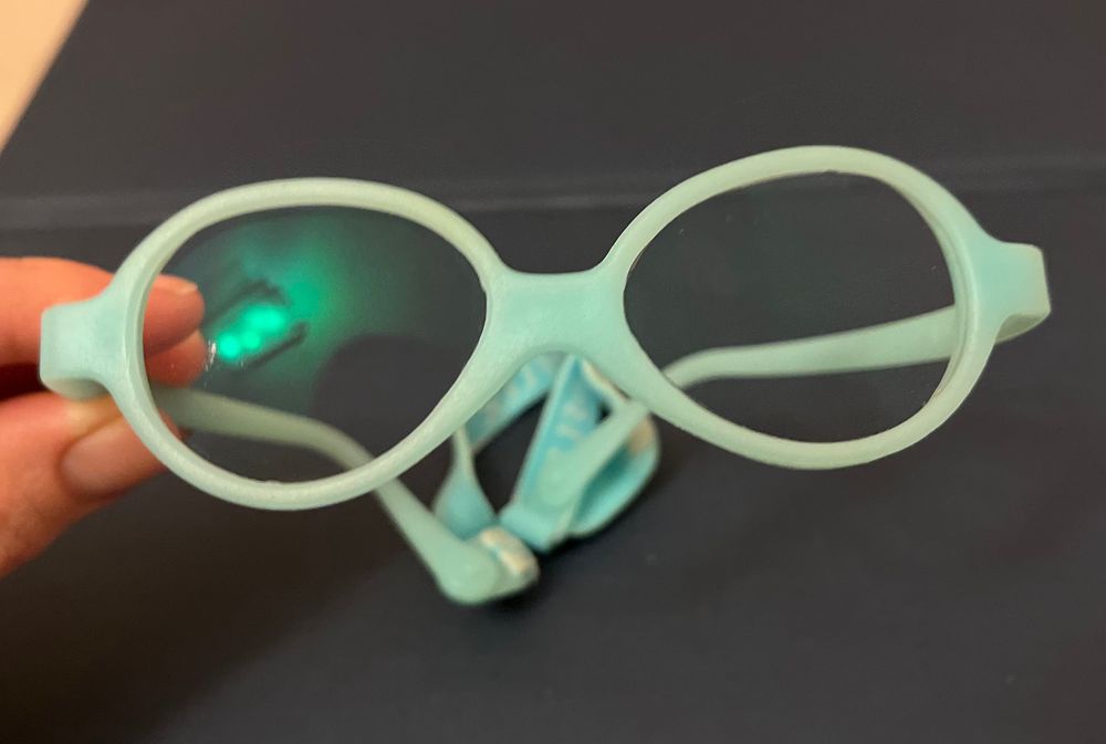 NOWE Okularki na gumce miraflex baby one błękitne niebieskie szkła +1