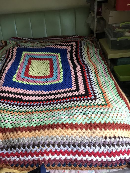 Покрывало вязанное шерстяное,хб плотное