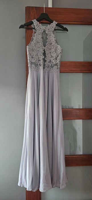 Sukienka Bugatti długa szara, suknia na wesele/studniówkę