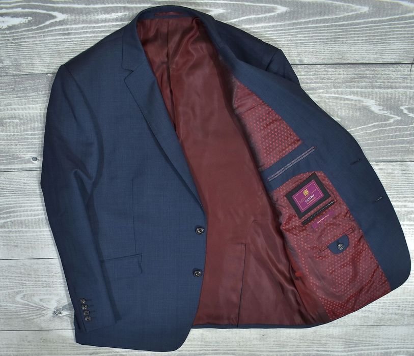 Marks Spencer Luxury Tailored Fit Granatowa Wełniana Marynarka 58