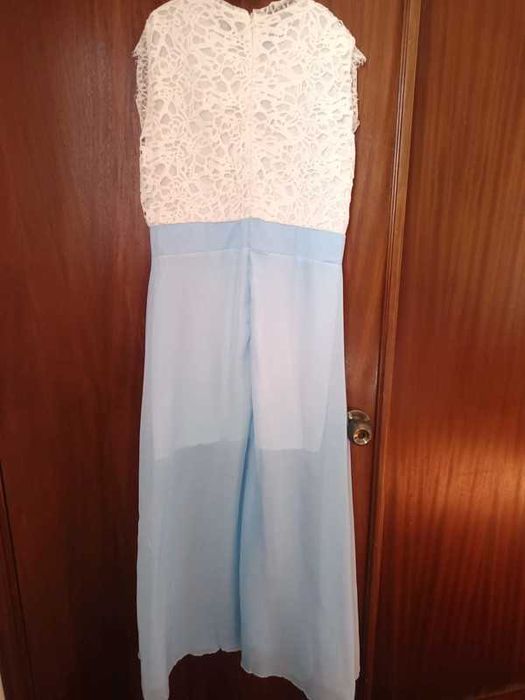 Vestido com Renda Azul Bébé