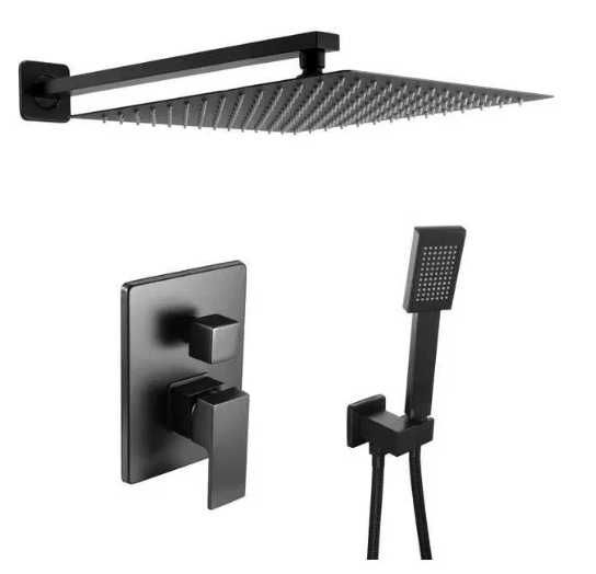 Душевой гарнитур QUYANRE для скрытого монтажа в черном цвете дисплей