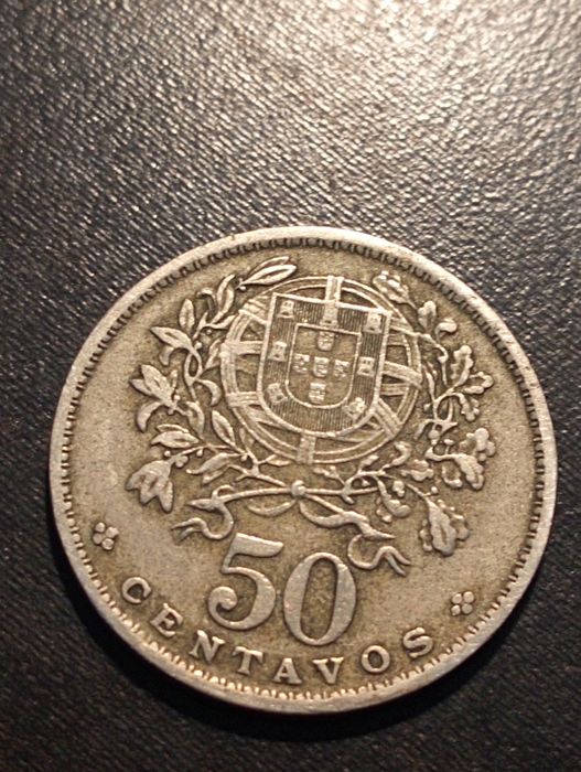 50  centavos  -Alpaca-  Republica Portuguesa - Portugal 1955	Soberba