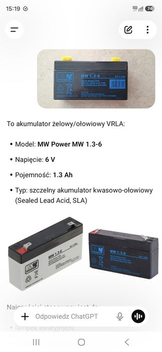 Akumulator żelowo/olowiowy VRLA