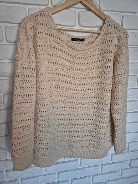 Sweter damski ażurowy kość słoniowa Mohito rozmiar L
