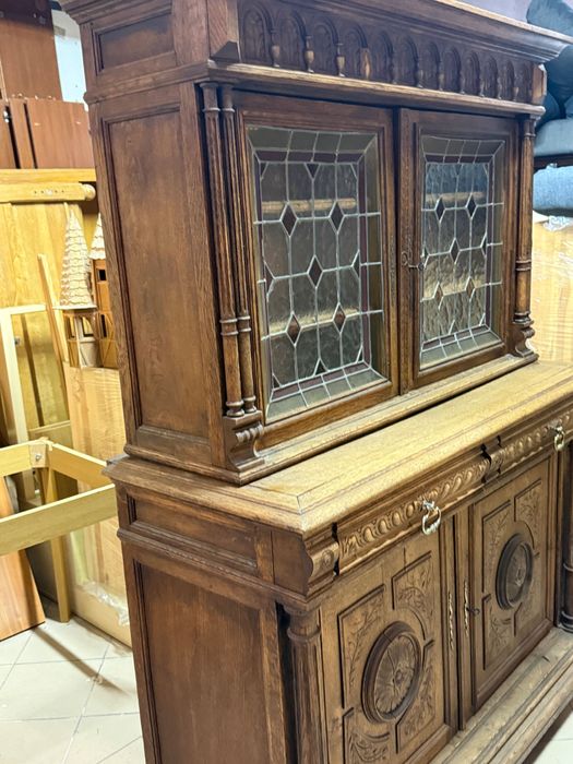 Eklektyczny kredens z Francji | Komoda + witryna witraże DOWÓZ