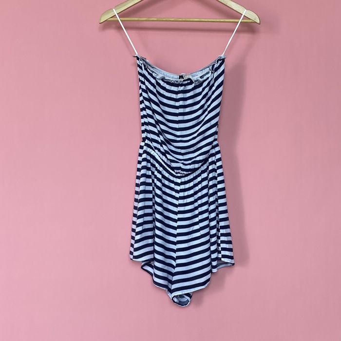 H&M kombinezon paski granat biały wiskoza 34 XS