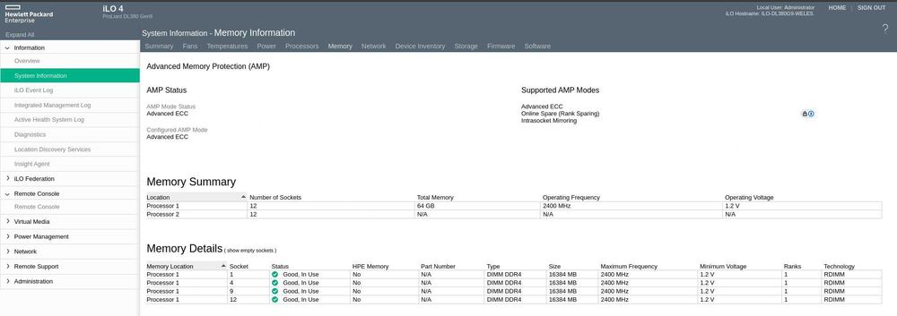 HPE DL380 Gen9 - E5 2667v4 - 64Gb Ram