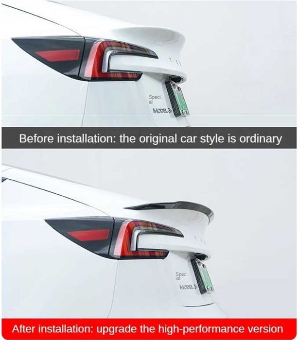 Spoiler aileron lip mala preto brilhante Tesla Model 3 e Model Y