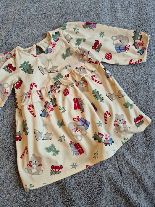 Sukienka świąteczna H&M 74 bawełna święta