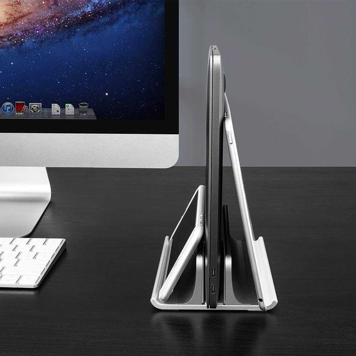 VAYDEER – Aluminiowy pionowy stojak 3‑w‑1 do laptopa, MacBooka, iPada i tabletów