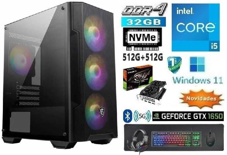 Pç Gamer 12ªG|i5-12400|4.4G|32G|NVMe512G+SSD512G|GTX1650-4G|5G+BT|W11