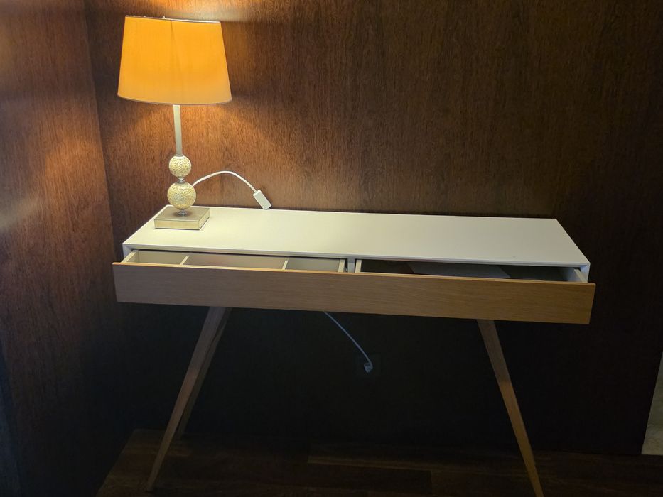 Consola madeira e lacado branco