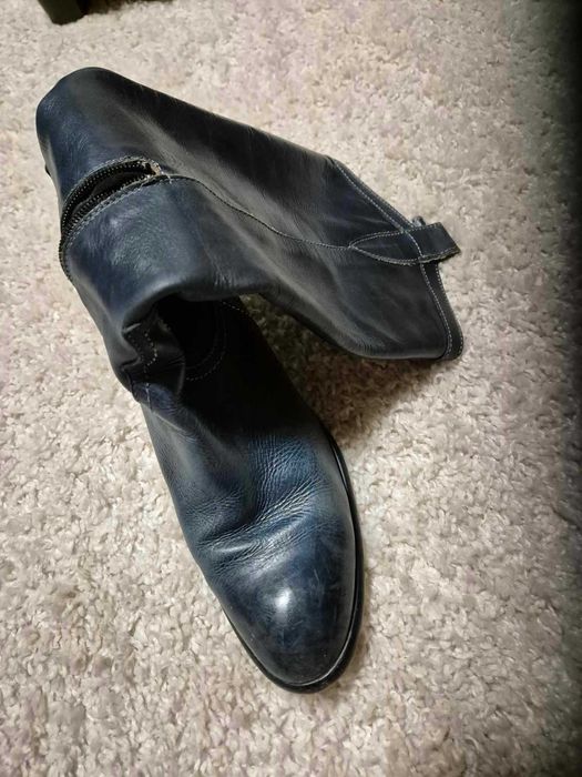 Kozaki, skóra Venezia, granatowe