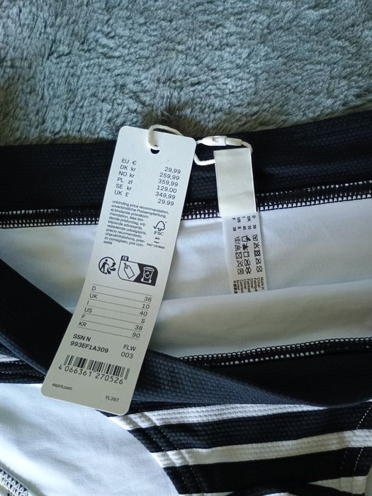 Dół od bikini Czarno białe pasy Esprit