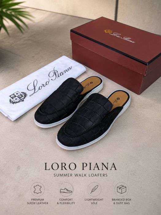 Мюлі Loro Piana чорні чоловічі мюлі Loro Piana чорні чоловічі