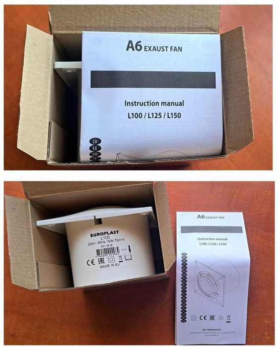 Вентилятор вытяжной Europlast серия L 100 мм Новый