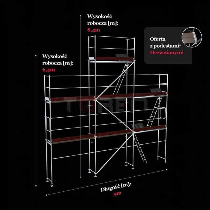 Rusztowanie elewacyjne systemu Pletak. Ścianka szczytowa. Pełne bhp