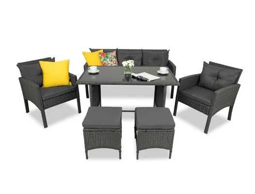 Zestaw mebli ogrodowych z technorattanu z pufami DARMOWA DOSTAWA