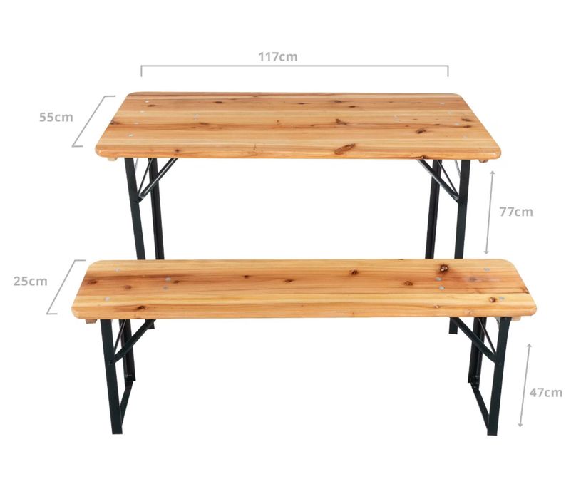 Zestaw ławek i stolik ogrodowych piwne