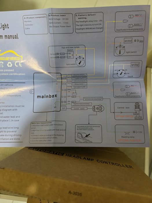 Kit Sensor de Luz para carro controlo automático luzes