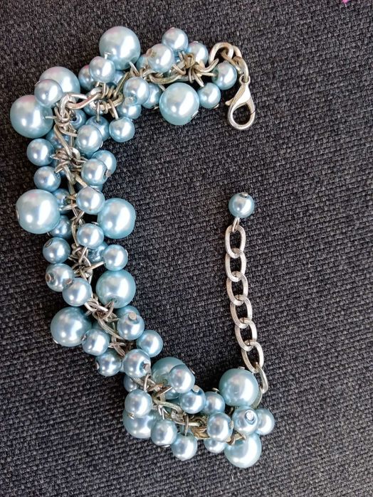 8) Bransoletka perełki niebieska NOWA