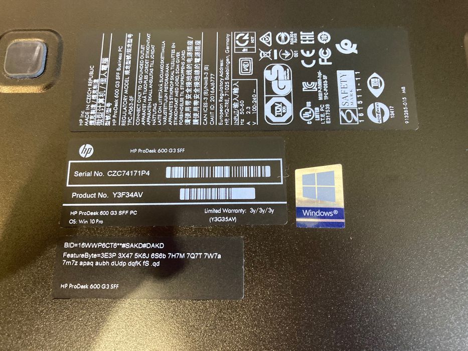 Komputer HP ProDesk 600 G3 SFF G4400 16GB RAM