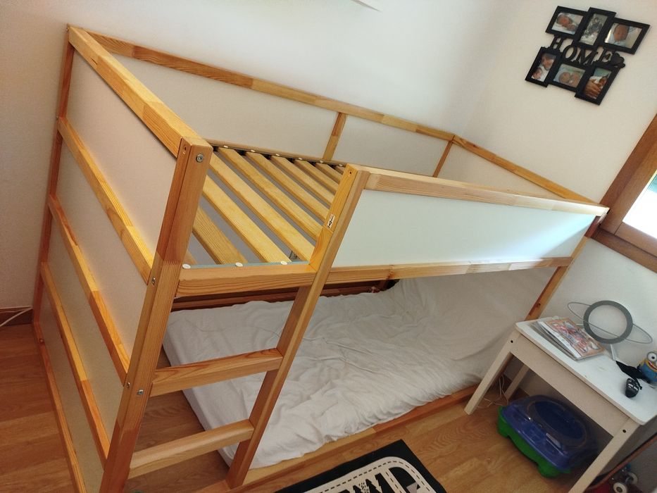 Cama reversível, branco/pinho 90x200CM