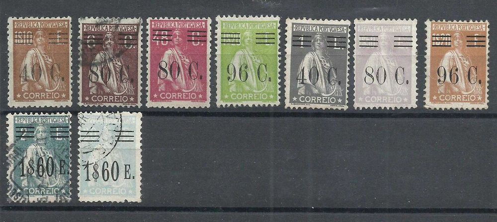 Selos portugueses – 30 selos Ceres, com sobretaxa, 1928 e 1929