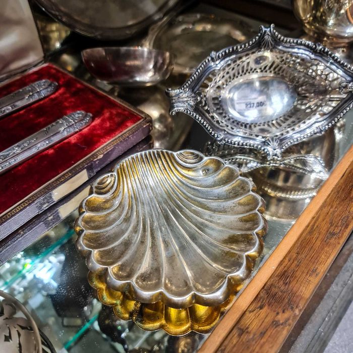 Concha Antiga Prata 833 – Peça Batismal c/ Bases Forma Carpa (102 g)