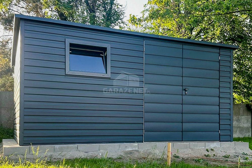 SCHOWEK DOMEK OGRODOWY 4,5X2,5M Antracyt Dach Spad W Tył GB478