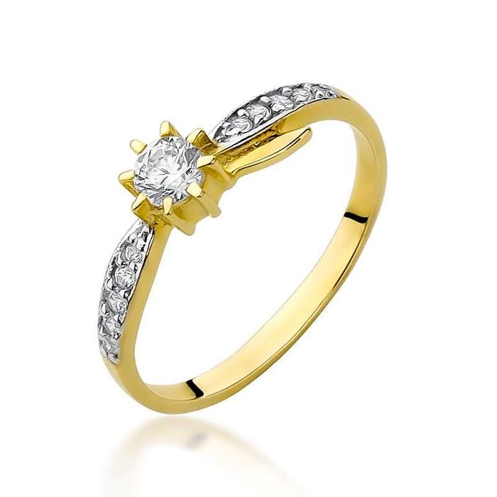 ZŁOM ZŁOTA 333 Nowy Złoty pierścionek z cyrkoniami i skrzydełkiem