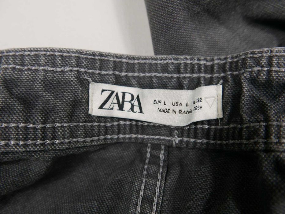 Zara Spodnie Cargo Multi Szare Washed Baggy Opium L