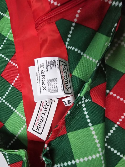 Nowy kostium świąteczny żakiet i spódnica w romby elf Party Mix M 38