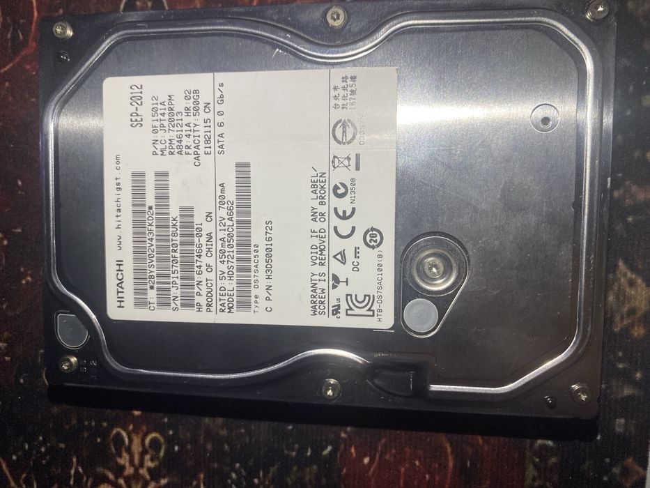 Hitachi HDS721050CLA662 Deskstar 7K1000.C 500 GB 7200 RPM SATA 6 Gb/s