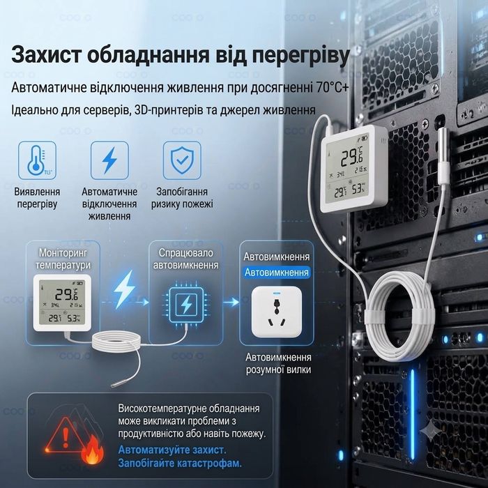 Zigbee датчик температури та вологості з NTC зондом