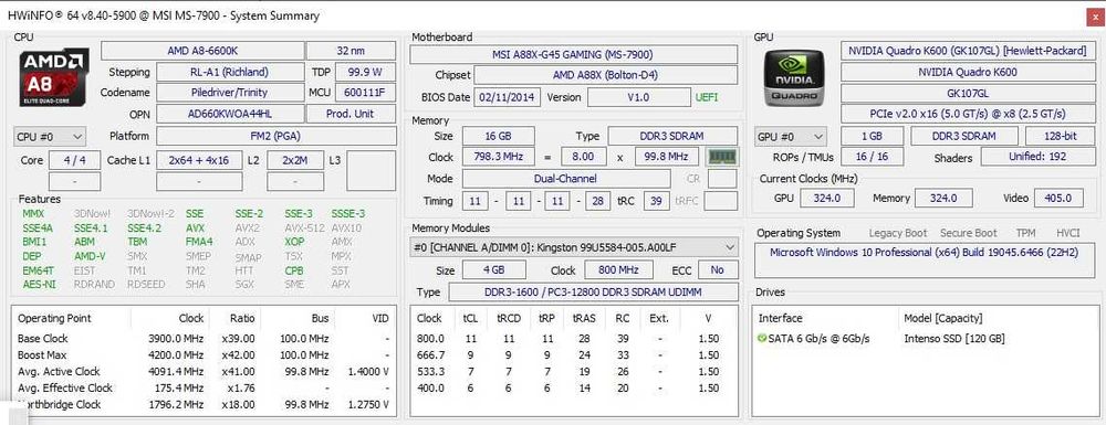Socket FM2 MSI A88X-G45 GAMING + A8-6600K+4*4gb DDR3