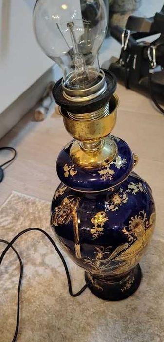 Lampa stołowa z porcelanową podstawą Vintage jak wazon trzonek E27