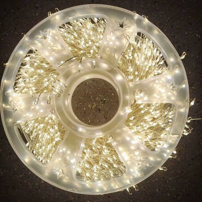 Роса Мишура гирлянда-нить 60 м теплый белый свет от usb c пультом