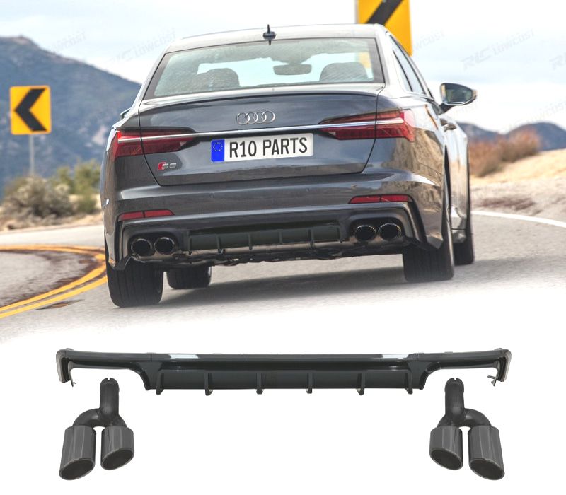DIFUSOR TRASEIRO AUDI A6 A6 AVANT 18-22 LOOK S6 PRETO BRILHANTE
