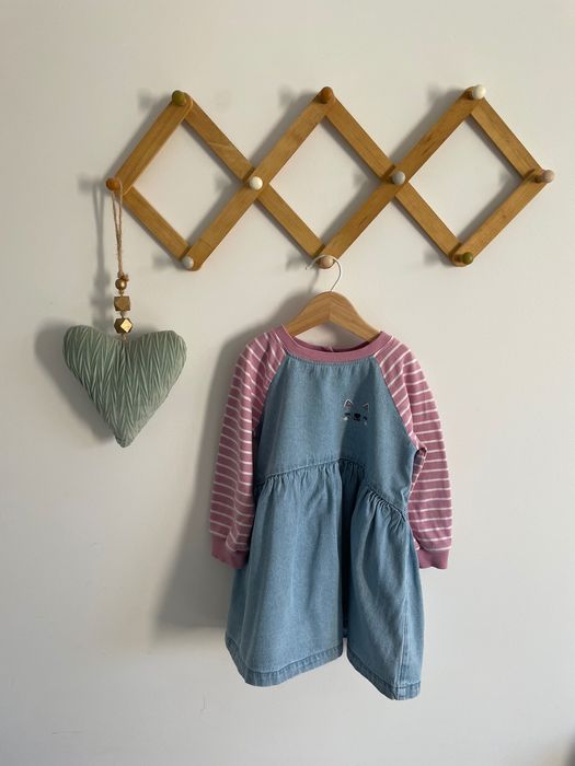 Sukienka jeansowa kotek paski nutmeg 92 jak Newbie