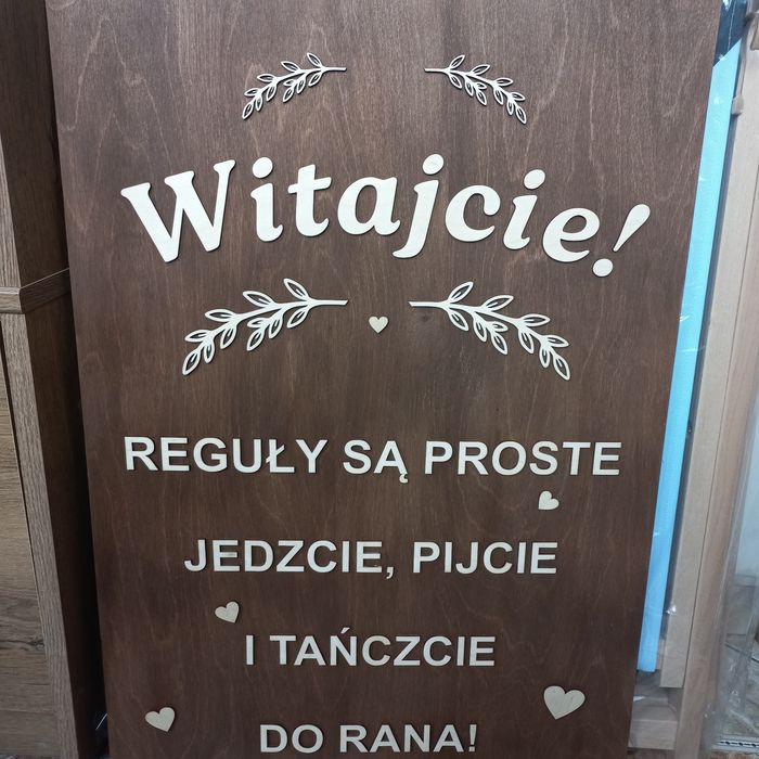 Tablica weselna na powitanie gości