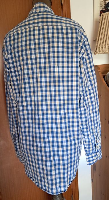 Camisa Homem Sacoor Brothers Tam. M – Padrão Xadrez Azul e Castanho / Amarelo