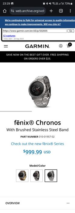 Garmin fenix chronos батарея до 20 днів комплект